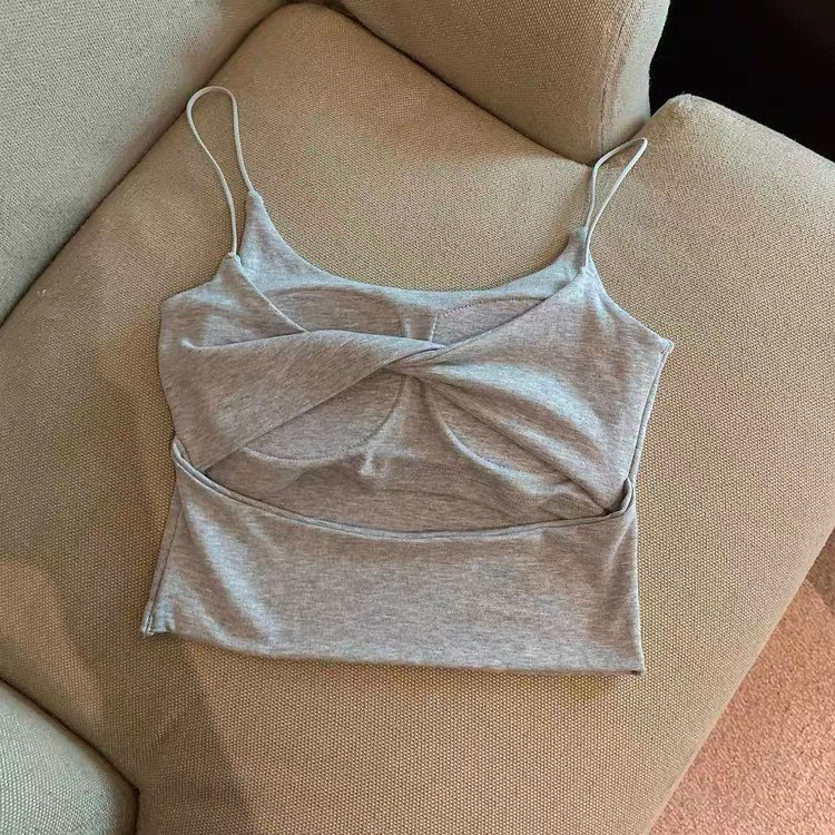 Áo croptop hai dây có đệm hở lưng HAGA áo mặc trong AHDVL84