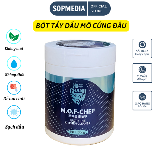 Tẩy dầu mỡ nhà bếp MOF Chef SOP MEDIA bột tẩy rửa đa năng tẩy sạch vết dầu mỡ cứng đầu và cặn canxi