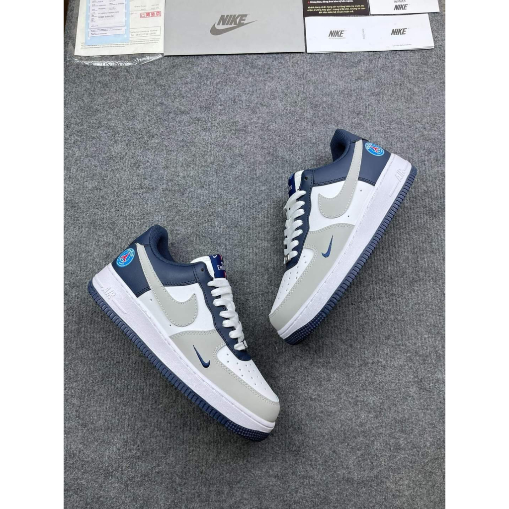 Gìay thể thao Air Force 1 PSG , sneaker AF1 PSG xanh trắng bản chuẩn đi êm ái bảo hành 3 tháng tặng kèm hộp