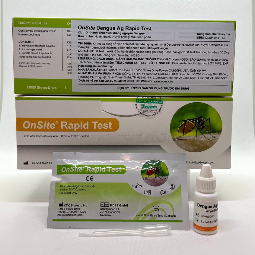 Test Dengue Ag Rapid test (CTK) (Test Thử Nhanh Sốt Xuất Huyết Dengue NS1)