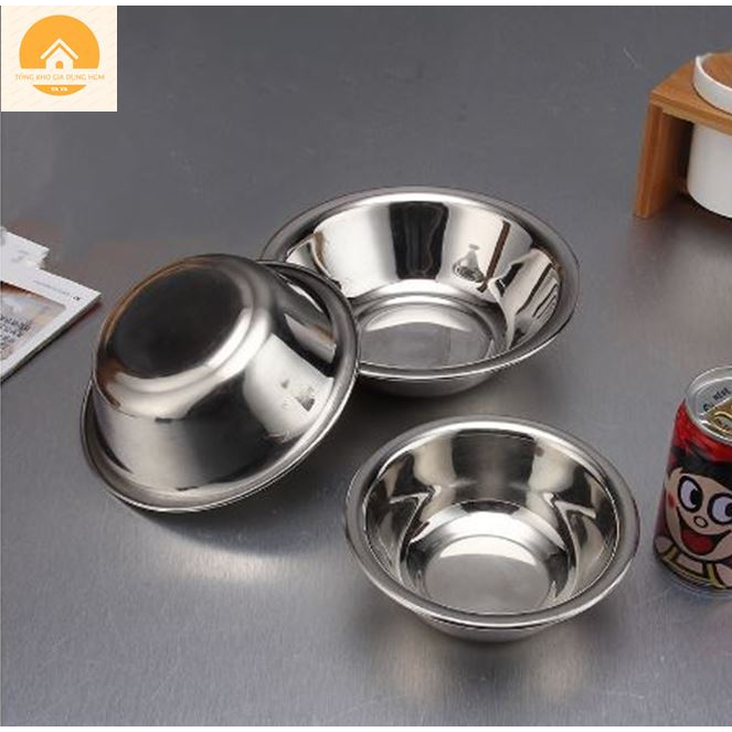 Thau inox tròn, thau rửa mặt, chậu inox rửa spa inox dày, sáng bóng từ 14cm đến 28cm