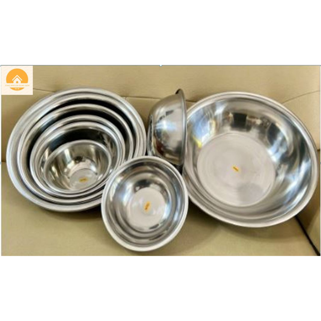 Thau inox tròn, thau rửa mặt, chậu inox rửa spa inox dày, sáng bóng từ 14cm đến 28cm