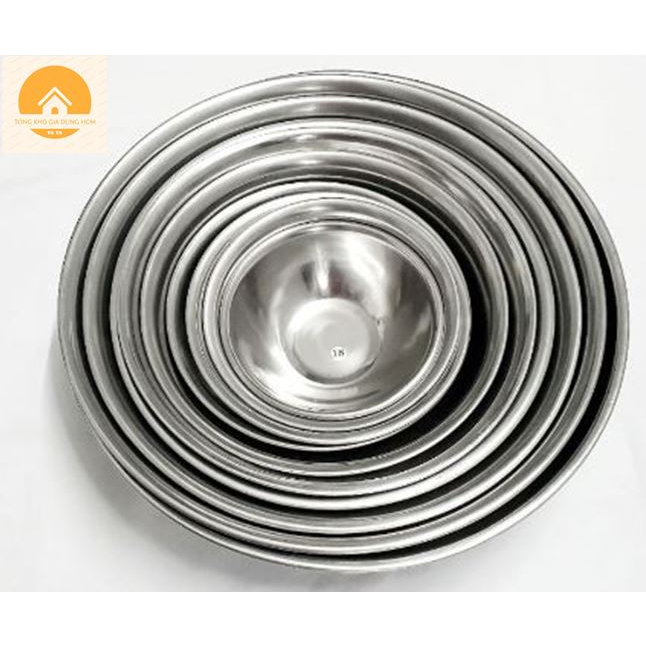 Thau inox tròn, thau rửa mặt, chậu inox rửa spa inox dày, sáng bóng từ 14cm đến 28cm