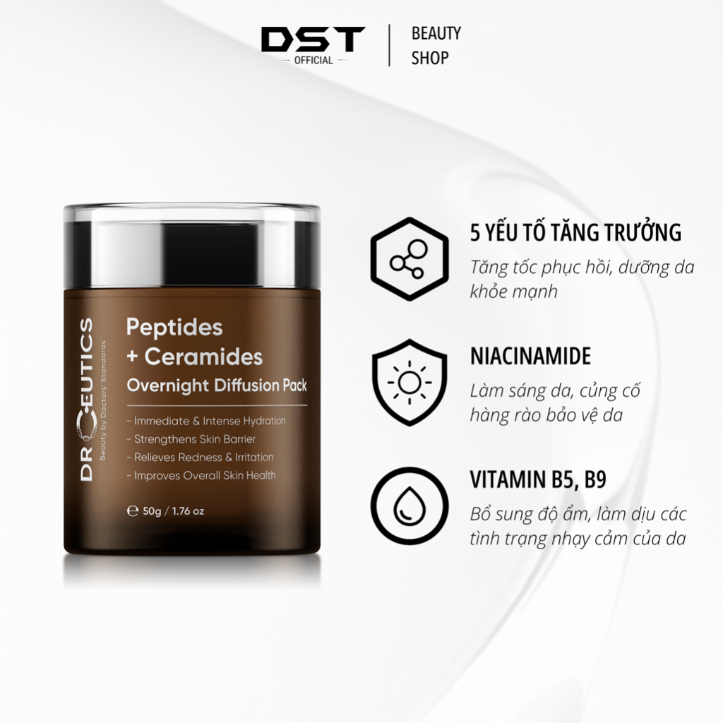 DRCEUTICS - Kem Dưỡng Phục Hồi Da Chứa Peptides Và Ceramides Overnight Diffusion Pack