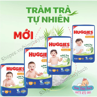 Tã Huggies M74+10/L68+8/XL60+8/XXL54+8 /M76/L68/XL60/XXL54 tràm trà tự nhiên mới