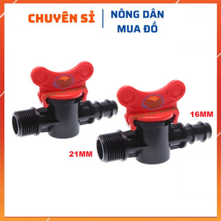 10 van khóa ren ldpe 16mm - van khóa 1 đầu ren 21mm, 1 đầu ra ống ldpe 16mm