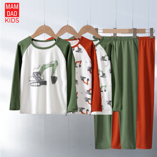 14-52kg Bộ đồ ngủ Cotton Dài tay mùa Thu Đông Hãng MamDadKids 2023 - Bé trai - Xe Cẩu