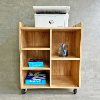 Kệ gỗ để máy in, tài liệu văn phòng có bánh xe di động tqt - tcn3579