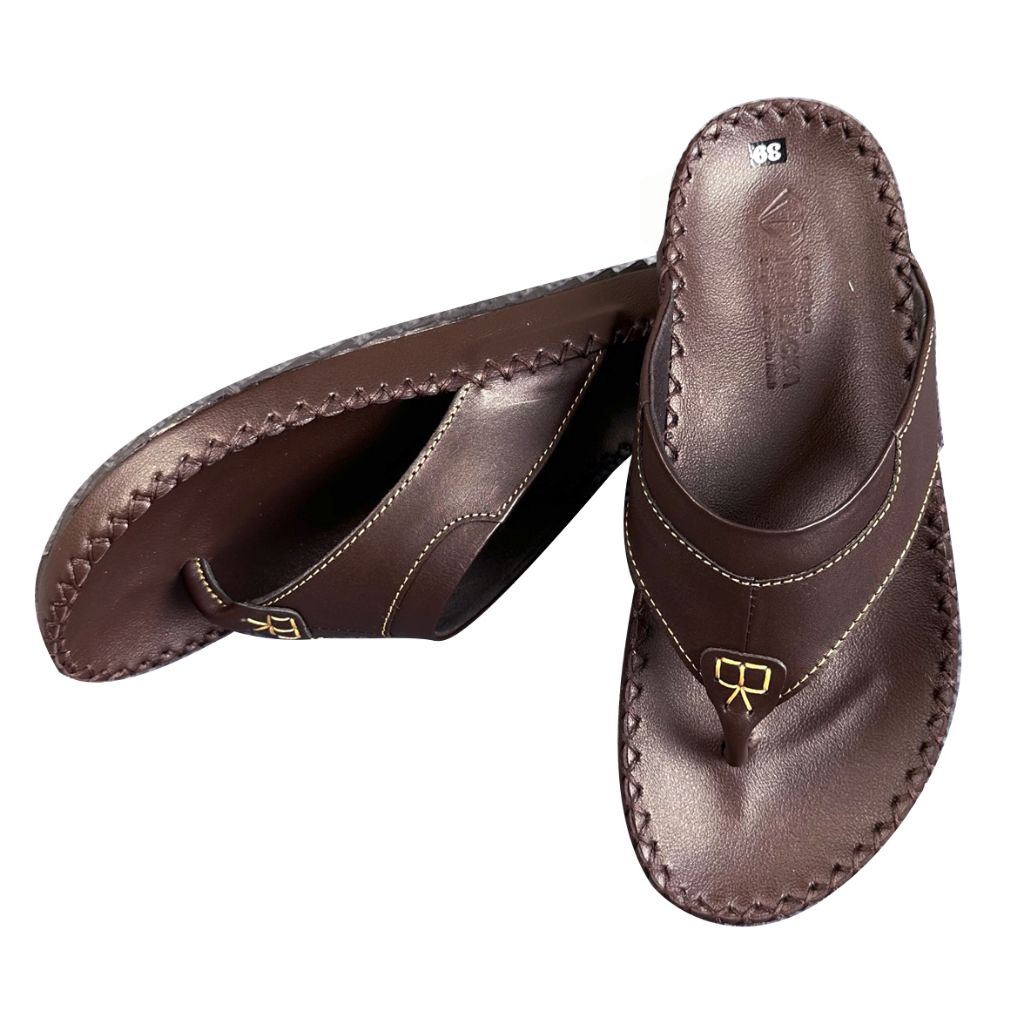 Dép kẹp nam D63 chất liệu da bò màu nâu cá tính kiểu dáng thời trang thanh lịch