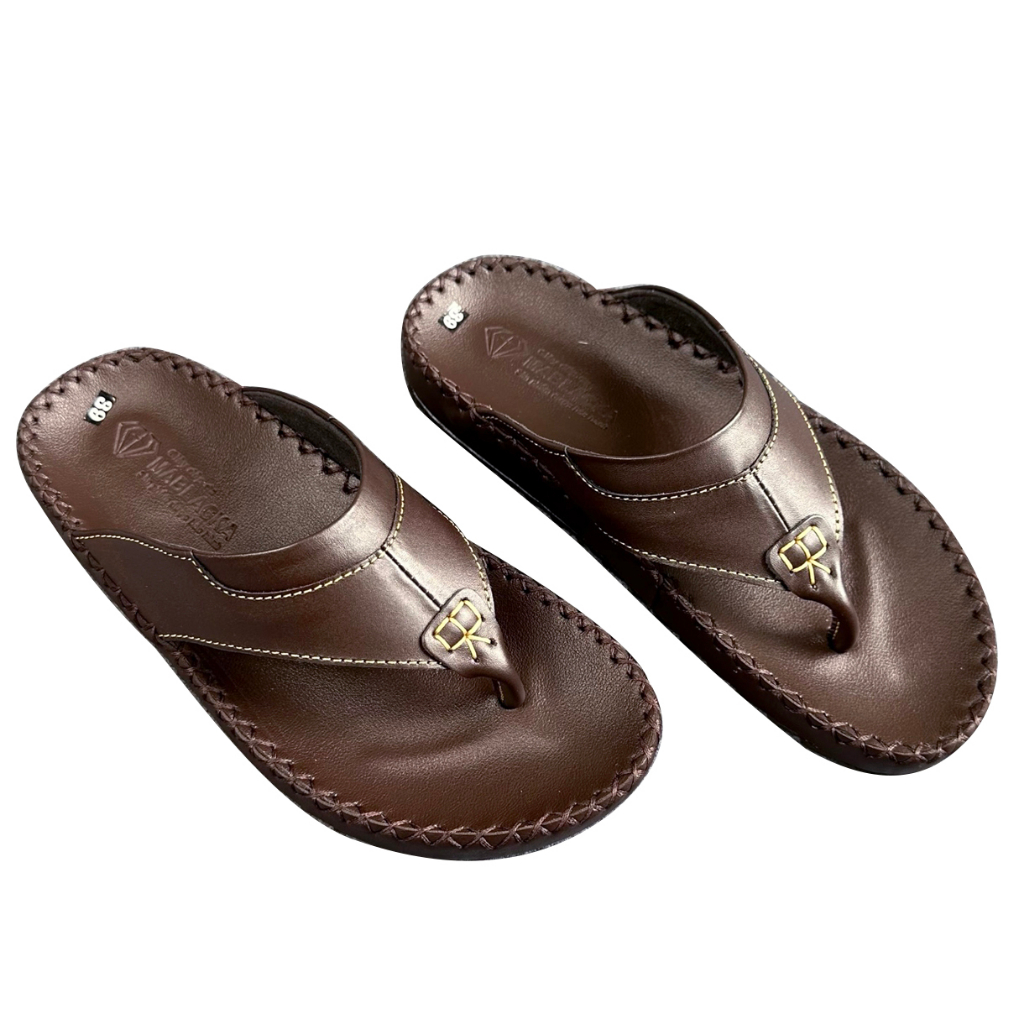 Dép kẹp nam D63 chất liệu da bò màu nâu cá tính kiểu dáng thời trang thanh lịch