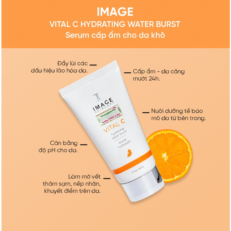 Serum cấp nước, khóa ẩm Image Skincare Vital C Hydrating Water Burst 59ml (new)