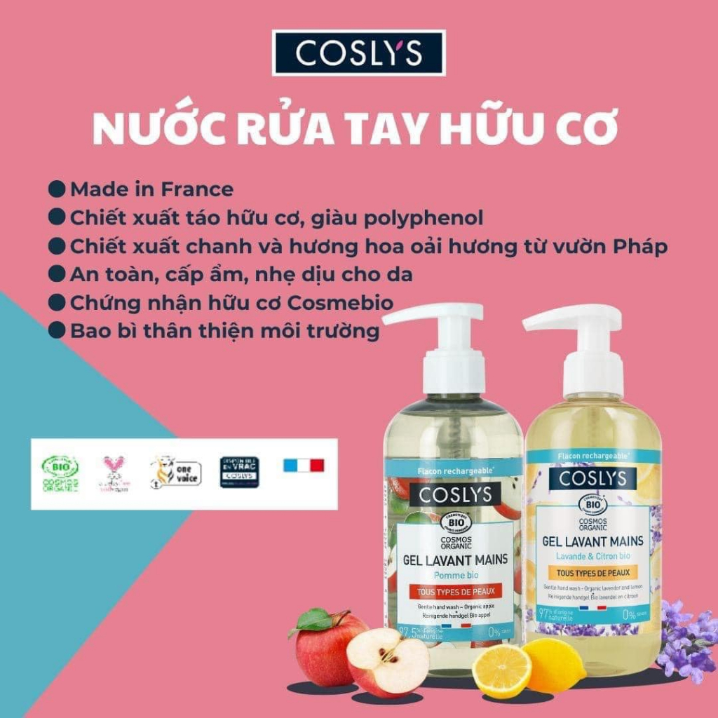 Nước rửa tay hữu cơ Coslys (Bio Gentle hand wash) - 300ml