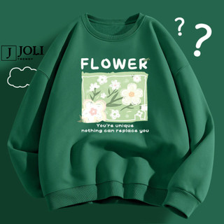 Áo Sweater Hoa 5 Cánh Nam Nữ By JOLI Unisex Chất Nỉ Lót Bông Mũ 2 Lớp Form Rộng