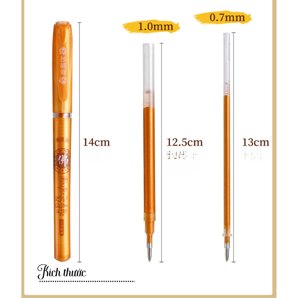 Bút Gel Nước Mực Nhũ Vàng, Bút Mực Nhũ Ngòi To, Nhỏ, Viết Đè Chữ Cực Đẹp
