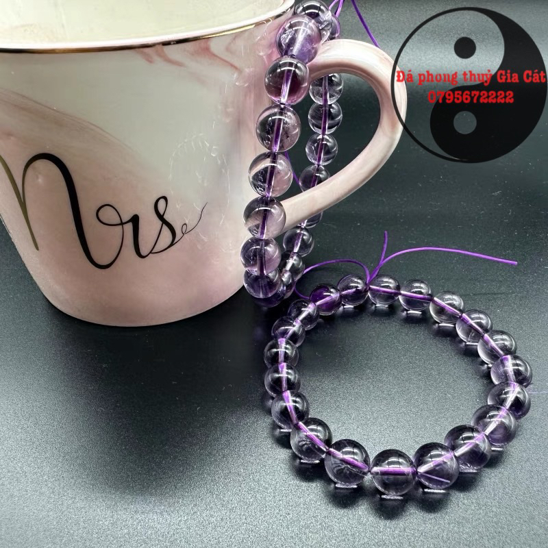 Vòng tay đá thach anh tím lavender trong svip 5a kiểm định