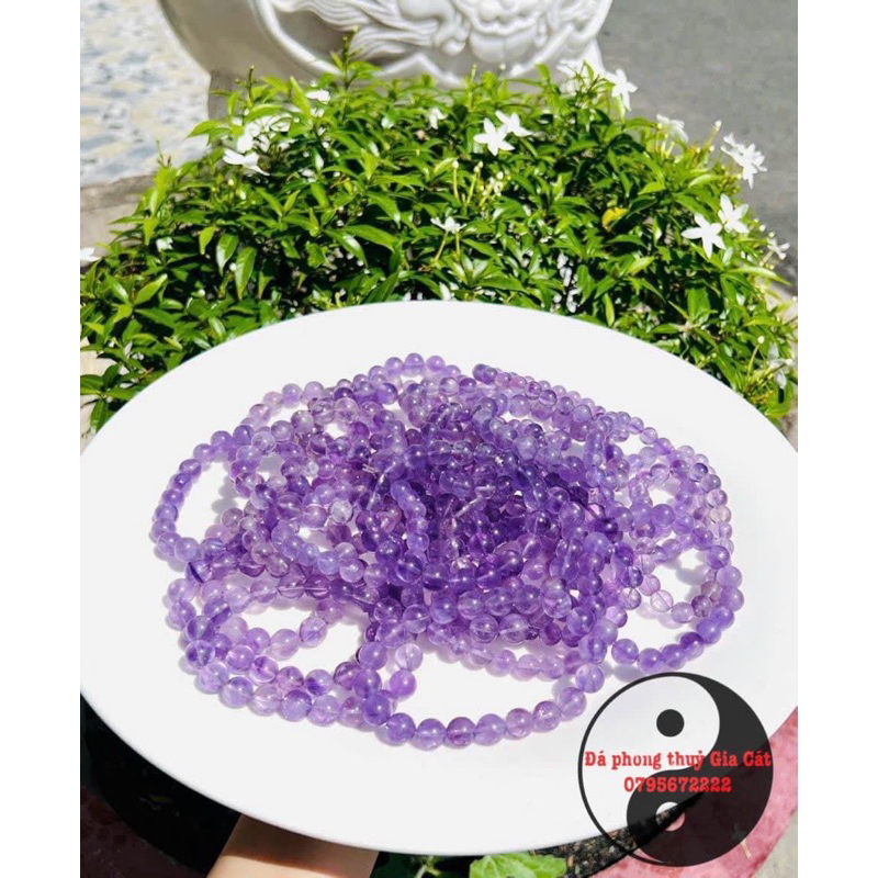 Vòng tay đá thach anh tím lavender đẹp 5a kiểm định