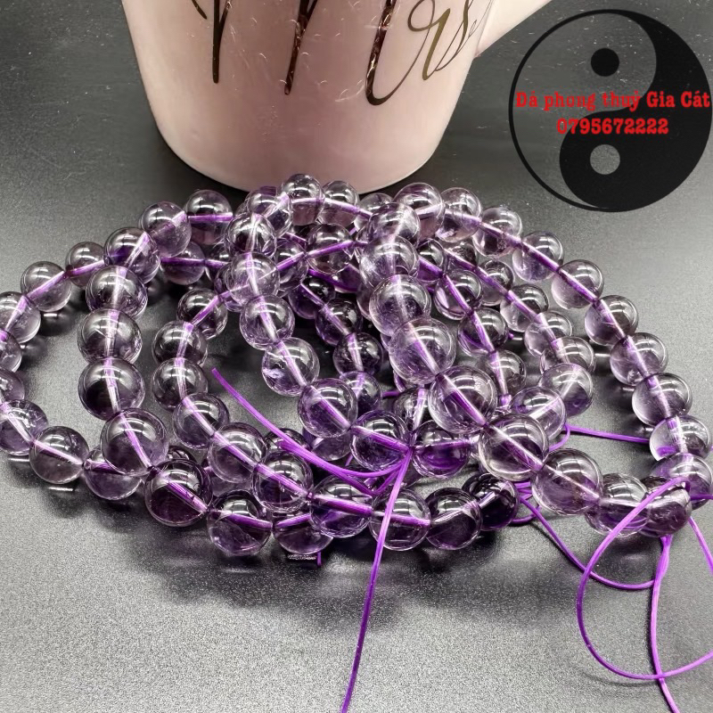 Vòng tay đá thach anh tím lavender trong svip 5a kiểm định