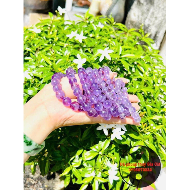 Vòng tay đá thach anh tím lavender đẹp 5a kiểm định