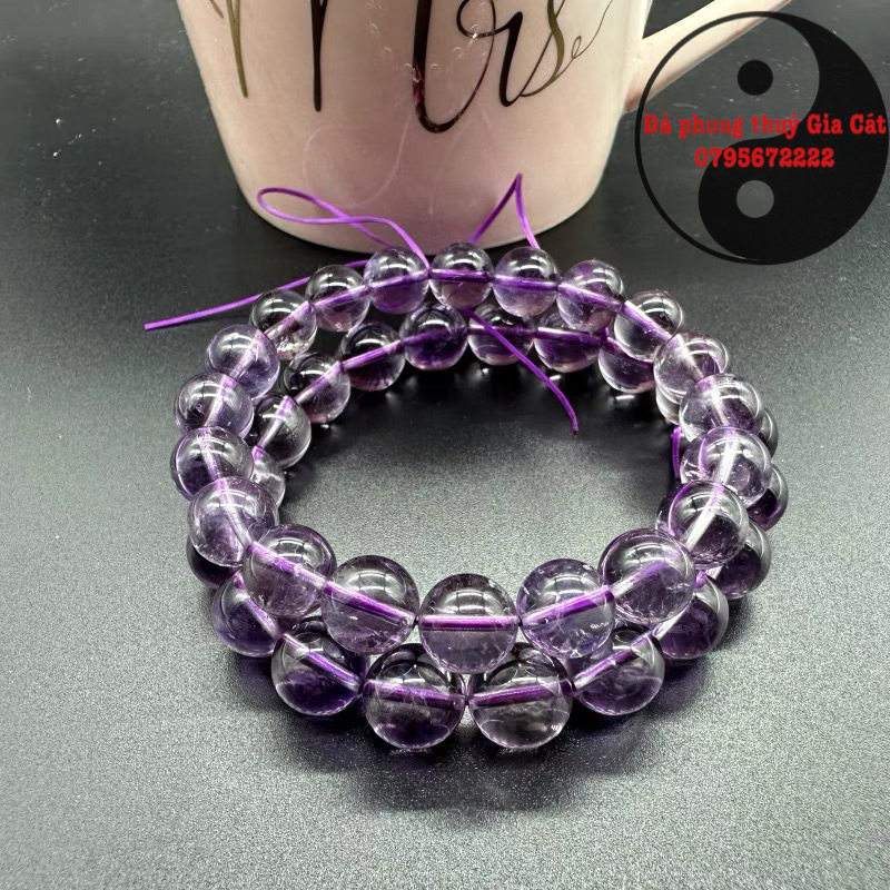 Vòng tay đá thach anh tím lavender trong svip 5a kiểm định