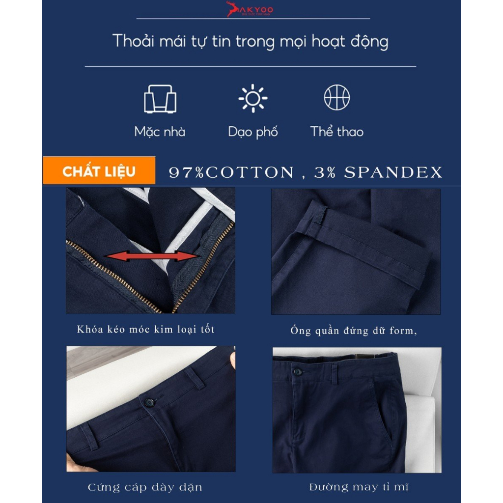 Quần Kaki Bigsize Nam 80-140kg AKYOO Chất Liệu Cotton Co Giãn, Bigsize Nam - KK THAN
