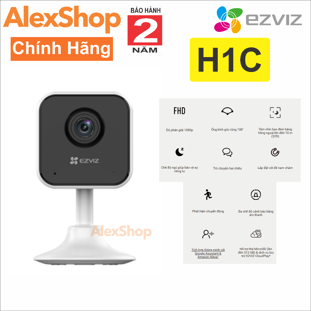 Camera WiFi Ezviz H1C FullHD, Quan Sát Thông Minh, Báo Động Đàm Thoại 2 Chều - Chính Hãng