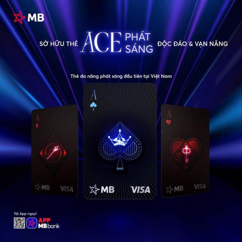 MBBank thẻ Át phát sáng ACE LED  Hi VISA Collection 2in1 ATM