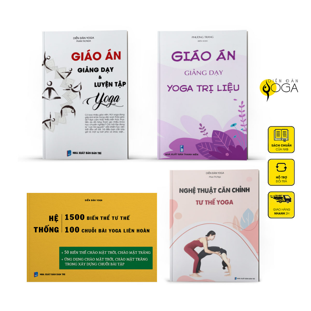 Bộ 4 cuốn sách: Giáo án Yoga + Hệ thống 1500 biến thể &100 chuỗi bài + Nghệ thuật căn chỉnh