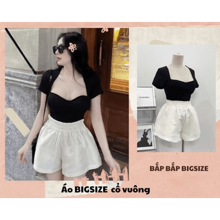 Áo BIGSIZE body cổ vuông cúp ngực có sẵn mút