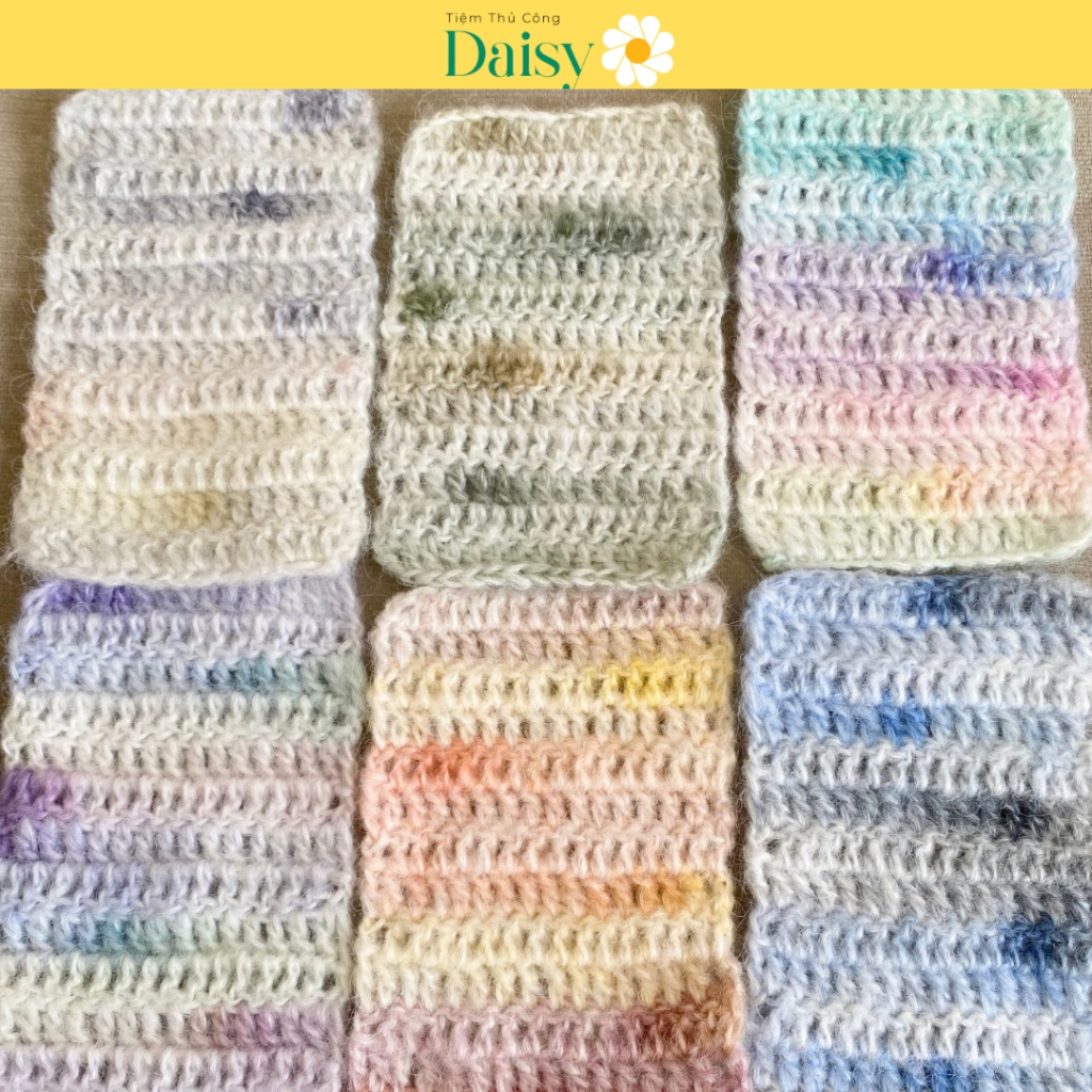 Len sợi mohair loang cầu vồng 50g - Len mohair sợi lớn 1.5mm