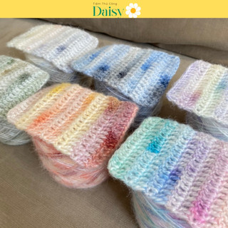 Len sợi mohair loang cầu vồng 50g - Len mohair sợi lớn 1.5mm