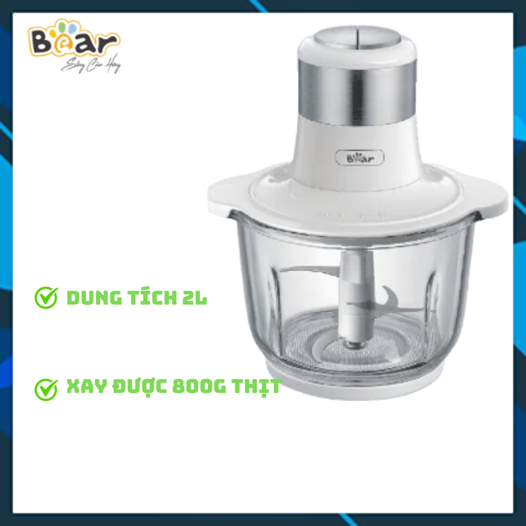 Máy Xay Thịt Đa Năng Bear 2L Cối Thủy Tinh  SB-MA02L Gồm 4 Lưỡi Kép Xay Rau Củ Hạt Cứng  Tiện Lợi