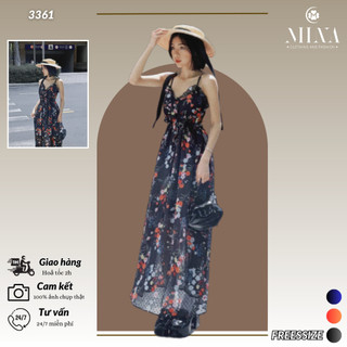 Đầm maxi xòe 2 dây bèo rút dây eo siêu xinh 3361