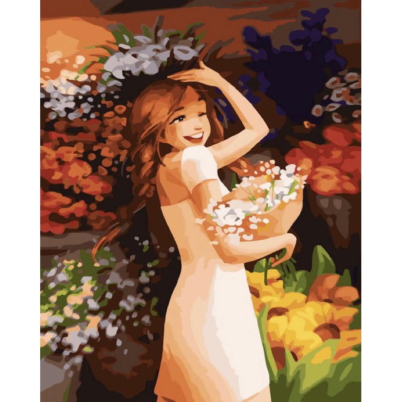 Tranh sơn dầu số hóa DIY khổ 40x50cm khung căng sẵn- Tranh cô gái hiện đại 2