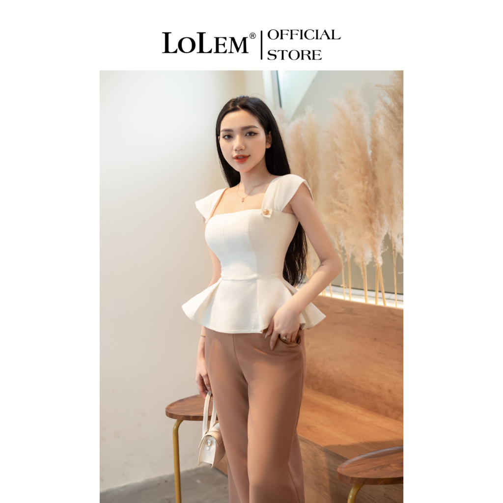 Áo peplum cổ vuông LOLEM AK1365 che bắp tay chất cotton co giãn tốt