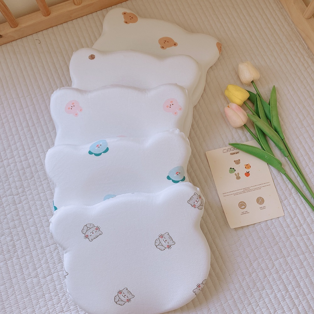 Gối Chống Lõm Chống Méo Đầu Cho Bé Hình Tai Gấu Chất Liệu Cao Su Non Hình Tai Gấu Monona