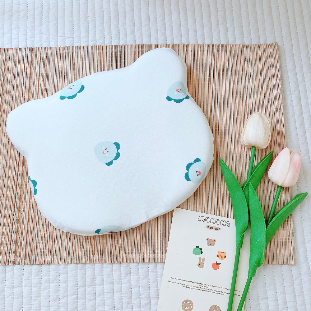 Gối Chống Lõm Chống Méo Đầu Cho Bé Hình Tai Gấu Chất Liệu Cao Su Non Hình Tai Gấu Monona