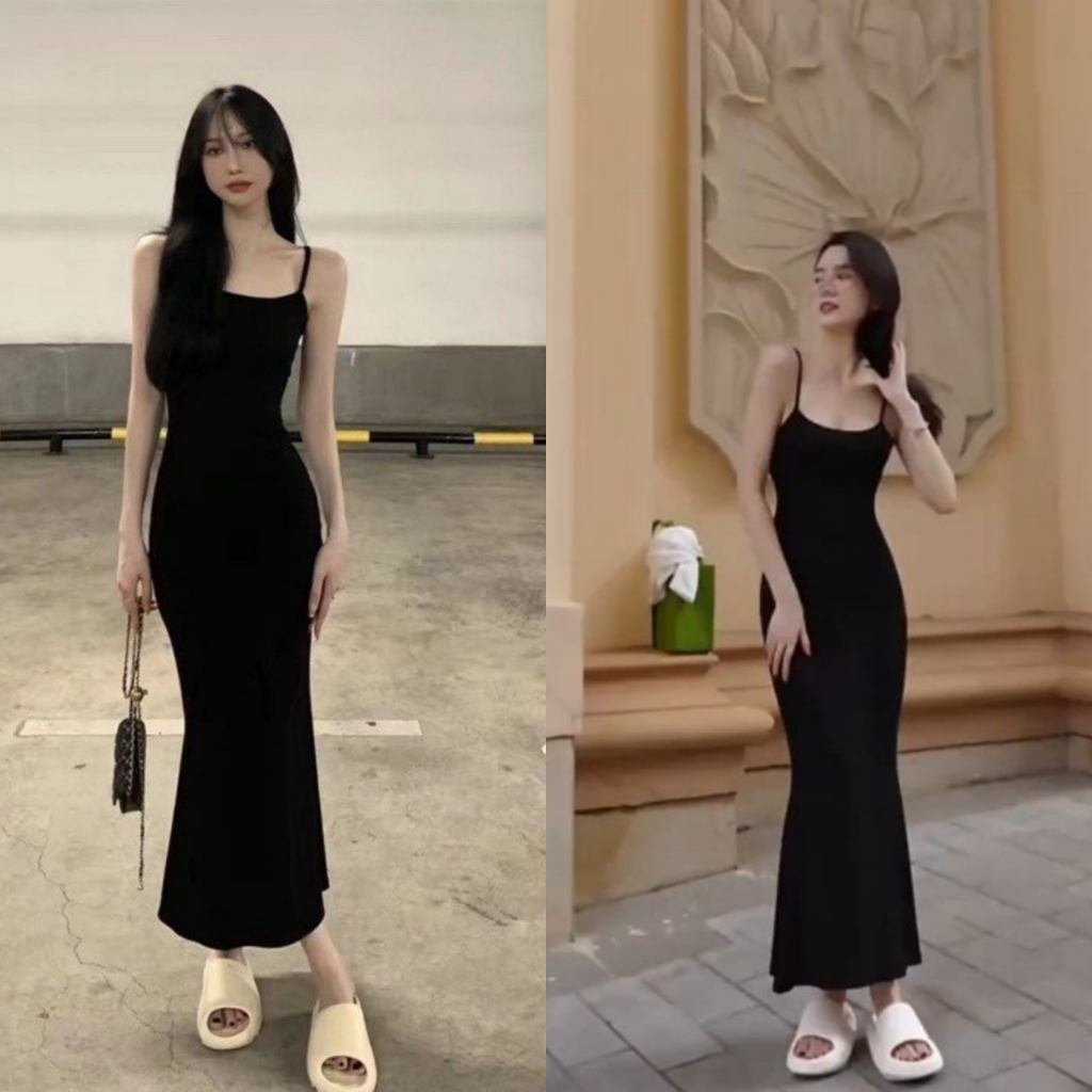 Váy body 2 dây sợi bún, dài ,lửng, đầm ôm body siêu tôn dáng sexy, vải co giãn, mặc đi chơi, dự tiệc siêu xinh
