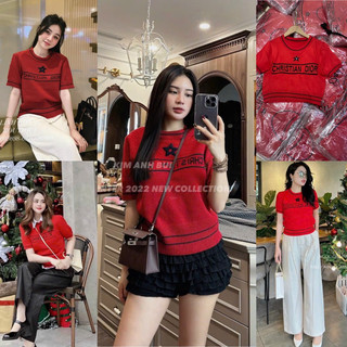 Áo len DR ngôi sao đỏ ngắn tay hàng qccc cho nữ