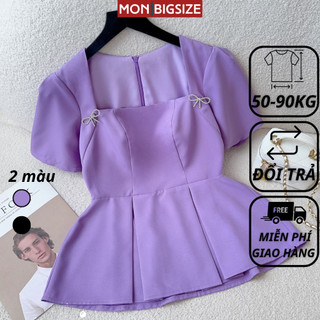 Áo bigsize nữ kiểu 2 nơ đá dự tiệc đi chơi cotton lạnh MON big size 50 - 90kg