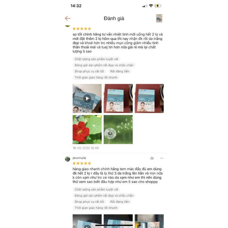 Viên uống trắng da Glutathione 1000 mg Hộp 30 Viên Chính Hãng