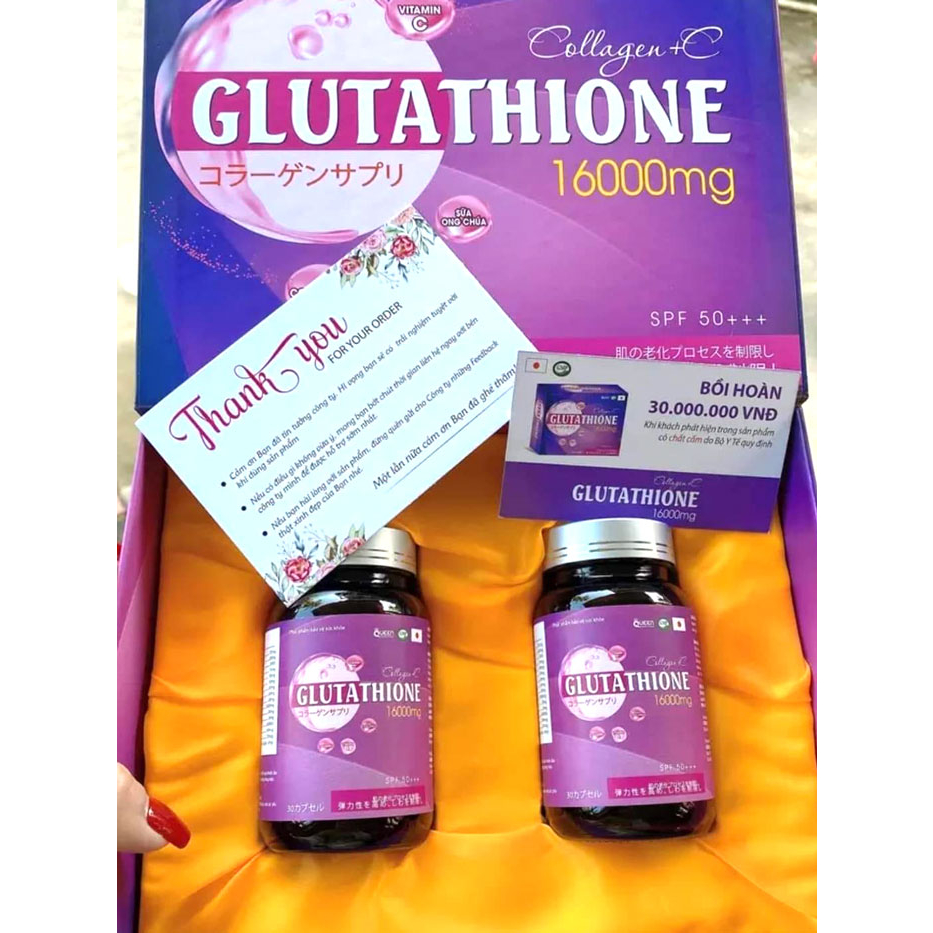 Viên Uống Trắng Da Glutatione 16000mg Chính Hãng   - Trắng Da Mờ Nám Giảm Nếp Nhăn