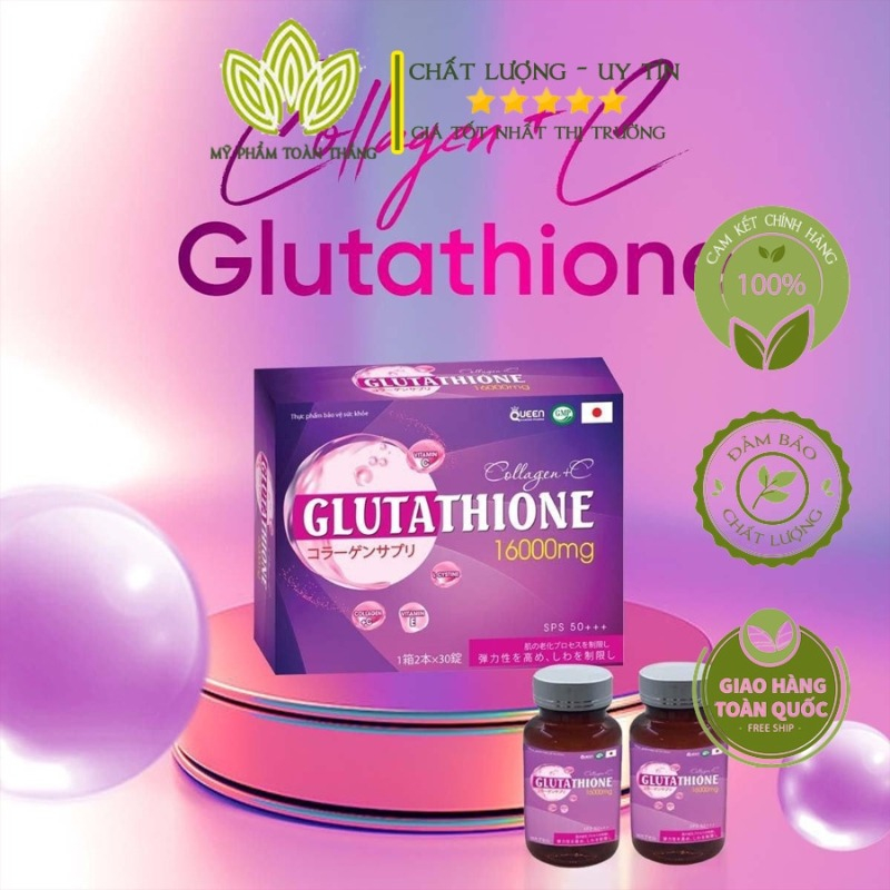 Viên Uống Trắng Da Glutatione 16000mg Chính Hãng   - Trắng Da Mờ Nám Giảm Nếp Nhăn