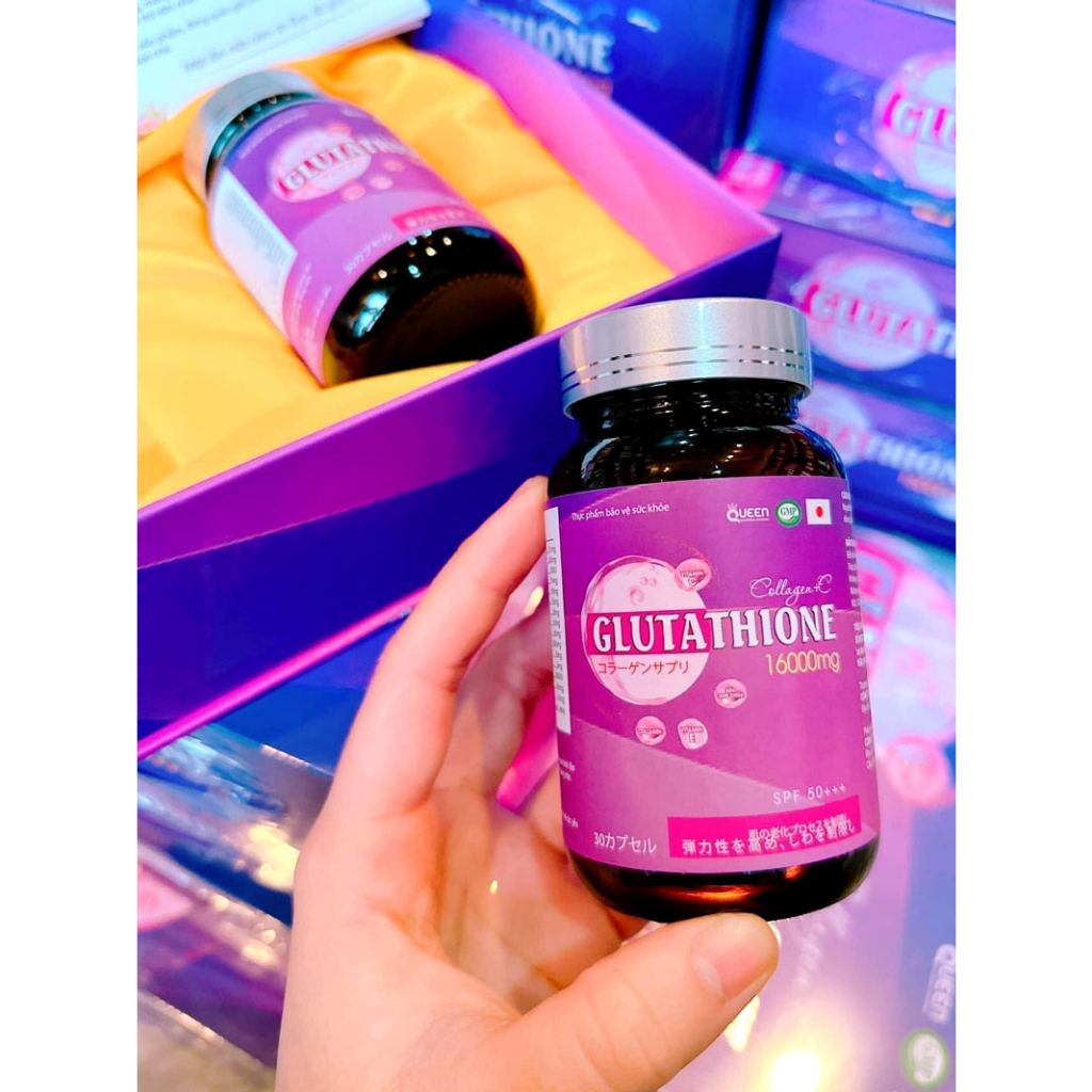 Viên Uống Trắng Da Glutatione 16000mg Chính Hãng   - Trắng Da Mờ Nám Giảm Nếp Nhăn