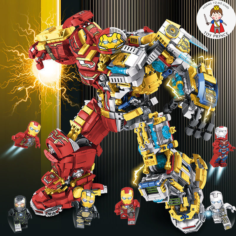ĐỒ CHƠI LẮP RÁP KIỂU LEGO ROBOT HULKBUSTER IRON MAN MK44 AVENGERS MARVEL NGƯỜI SẮT IRON MAN LY76078 KÈM 6 NHÂN VẬT