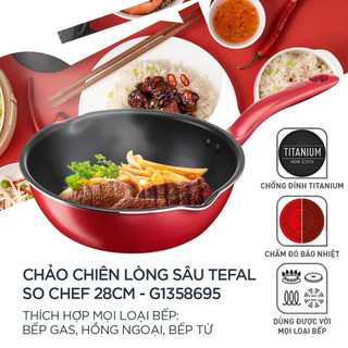 Chảo chiên sâu lòng chống dính Tefal So Chef 28cm phủ titanium đáy từ cao cấp
