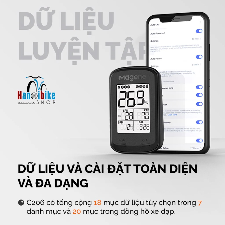 Đồng hồ GPS xe đạp Magene C206 bắt sóng vệ tinh đo contermet