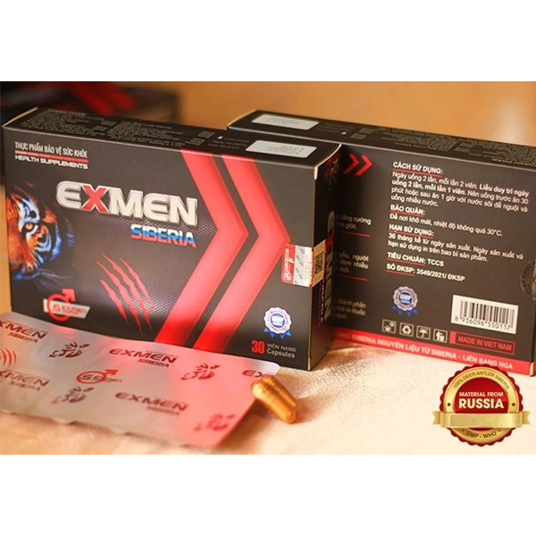 Viên uống hỗ trợ tăng sinh lực nam Exmen Siberia hộp 30 viên