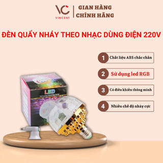 Đèn led quẩy 7 màu trang trí phòng quay 360 độ đuôi xoáy tặng đuôi đèn e27 có công tắc bật mở dùng cho bar, vũ trường