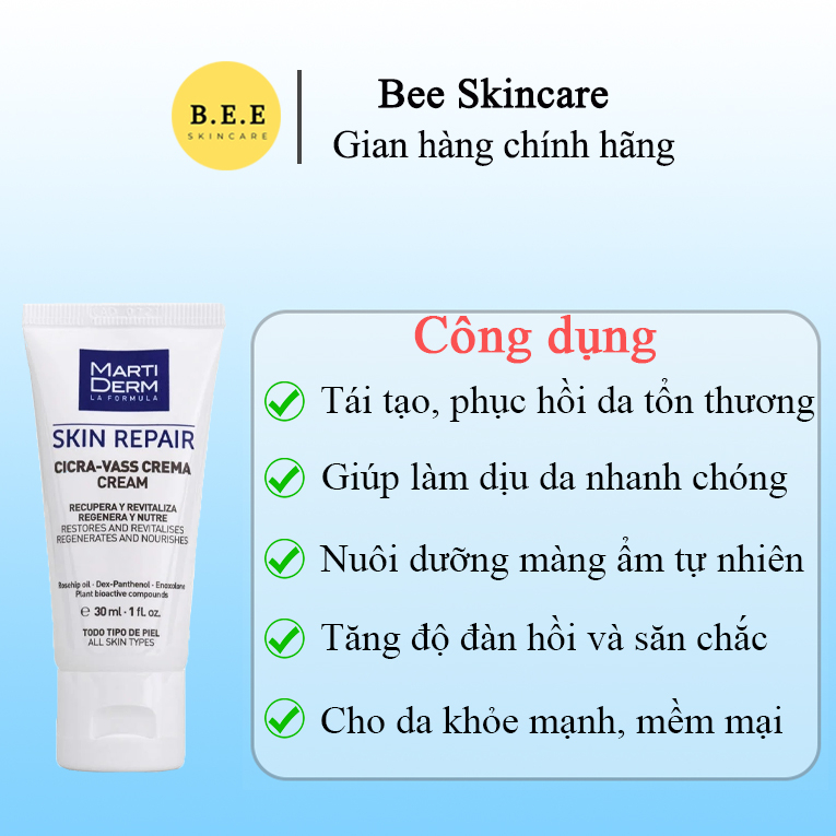 Kem Dưỡng Martiderm Skin Repair Phục Hồi, Tái Tạo Da Nhạy Cảm, Bee Skincare