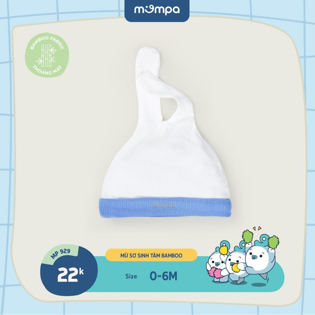 SET bao chân tay mũ sơ sinh Mompa 0 - 6 tháng vải sợi tre bamboo dễ chịu thấm hút mềm mại 929 930